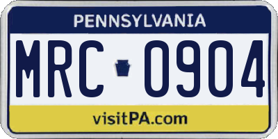 PA license plate MRC0904