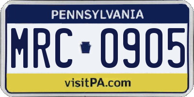 PA license plate MRC0905