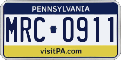 PA license plate MRC0911