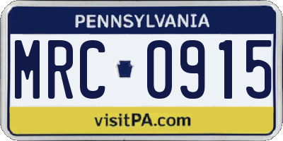PA license plate MRC0915