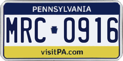 PA license plate MRC0916