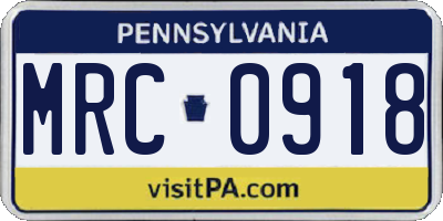 PA license plate MRC0918