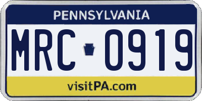 PA license plate MRC0919