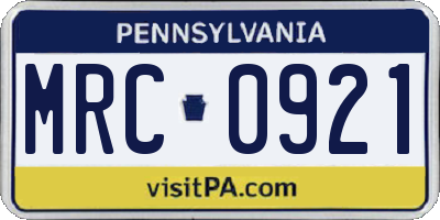 PA license plate MRC0921