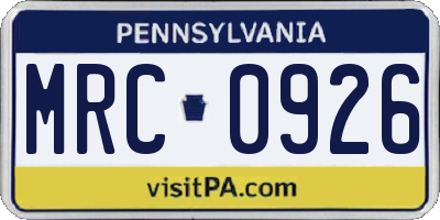 PA license plate MRC0926