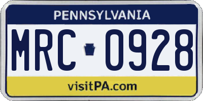 PA license plate MRC0928