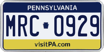 PA license plate MRC0929