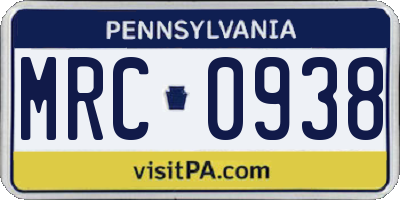 PA license plate MRC0938