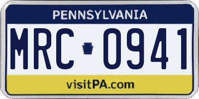 PA license plate MRC0941