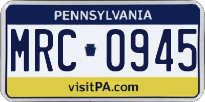PA license plate MRC0945