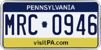 PA license plate MRC0946