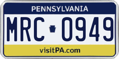 PA license plate MRC0949