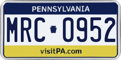 PA license plate MRC0952