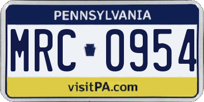 PA license plate MRC0954