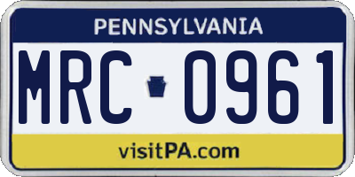 PA license plate MRC0961