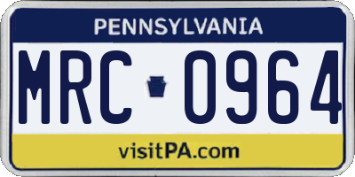 PA license plate MRC0964