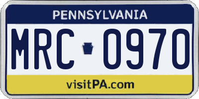 PA license plate MRC0970