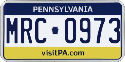 PA license plate MRC0973