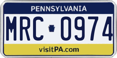 PA license plate MRC0974