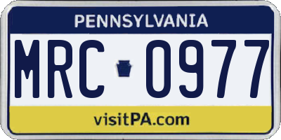 PA license plate MRC0977
