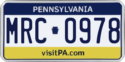 PA license plate MRC0978
