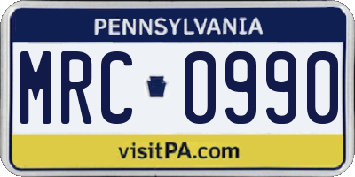 PA license plate MRC0990