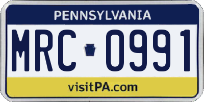 PA license plate MRC0991