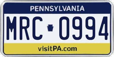 PA license plate MRC0994