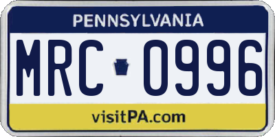 PA license plate MRC0996