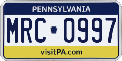 PA license plate MRC0997