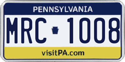 PA license plate MRC1008