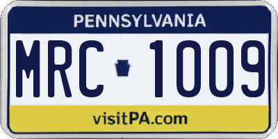 PA license plate MRC1009