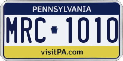 PA license plate MRC1010