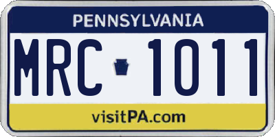 PA license plate MRC1011