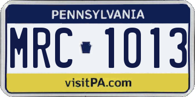 PA license plate MRC1013