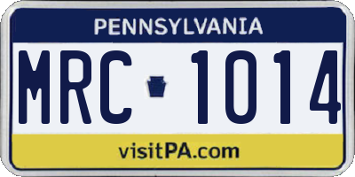 PA license plate MRC1014