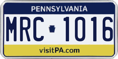 PA license plate MRC1016