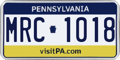 PA license plate MRC1018
