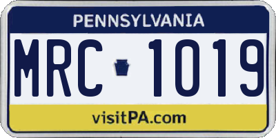 PA license plate MRC1019