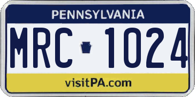 PA license plate MRC1024
