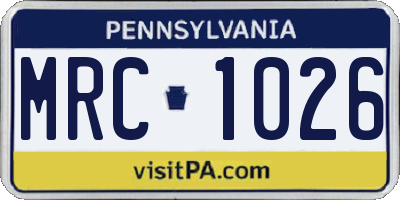 PA license plate MRC1026