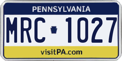 PA license plate MRC1027