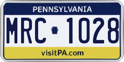 PA license plate MRC1028