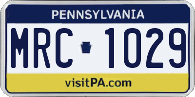 PA license plate MRC1029