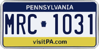 PA license plate MRC1031