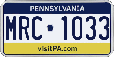 PA license plate MRC1033