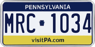PA license plate MRC1034