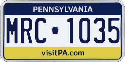 PA license plate MRC1035