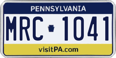 PA license plate MRC1041