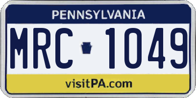 PA license plate MRC1049